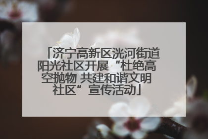 济宁高新区洸河街道阳光社区开展“杜绝高空抛物 共建和谐文明社区”宣传活动